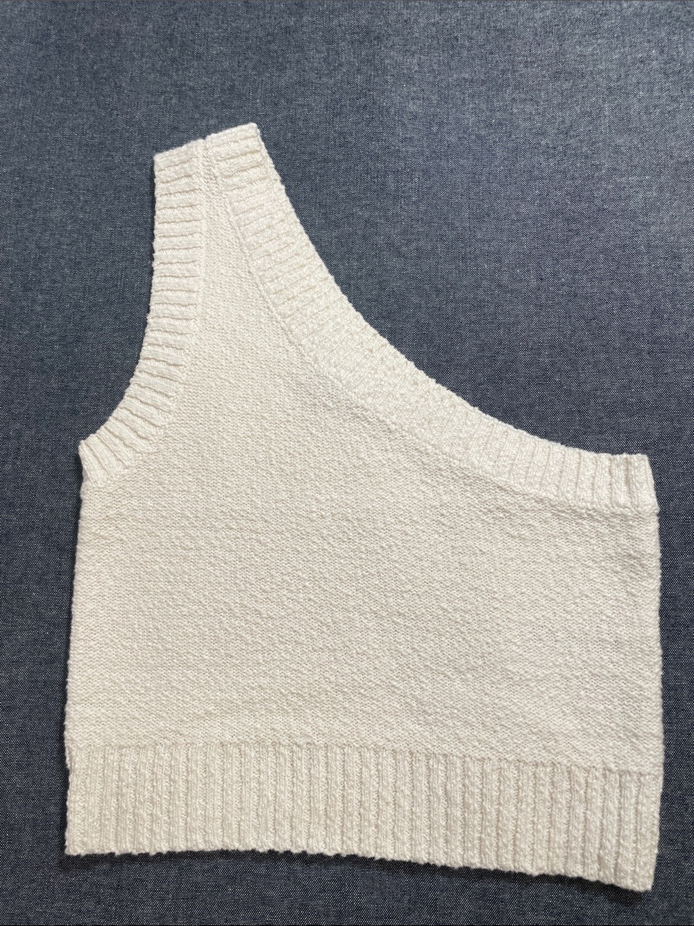 Madewell Off-White One-Shoulder Knit Crop coastal beach summer luxury cool mom S
